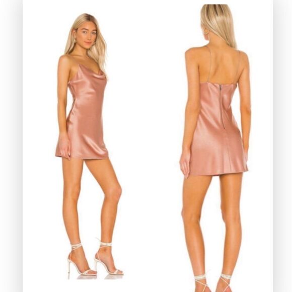 Alice + Olivia REVOLVE Harmon Mini Cowl Neck Slip Dress in Rose NWT $295 - Picture 1 of 10